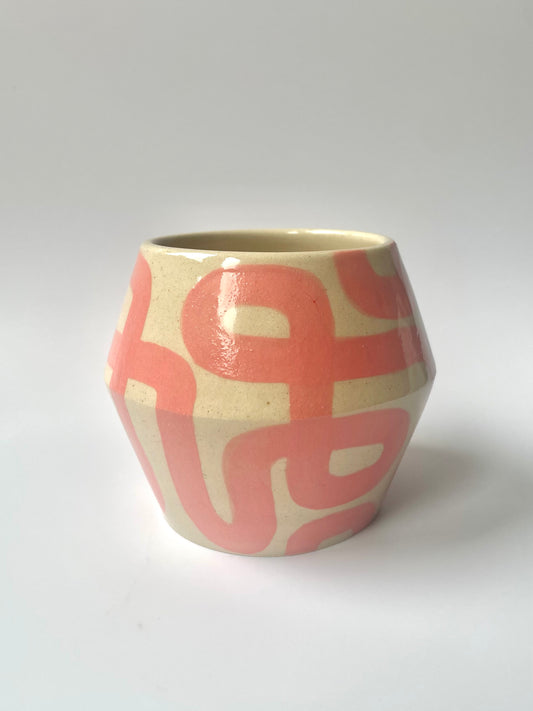Pink Pattern Angular Pot | Large (340 ml)