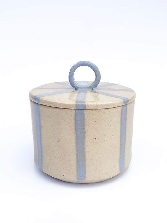 Blue Stripe Canister with a Handle | Medium