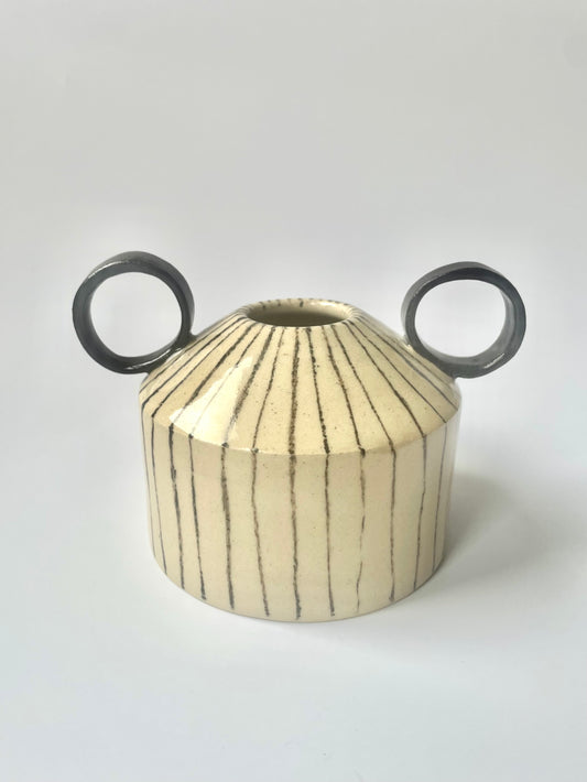 Striped Angular Vase with Handles | Seconds (-20%)